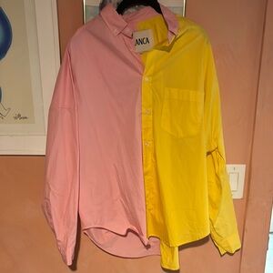 BLANCA Pink and Yellow Button-Up Shirt